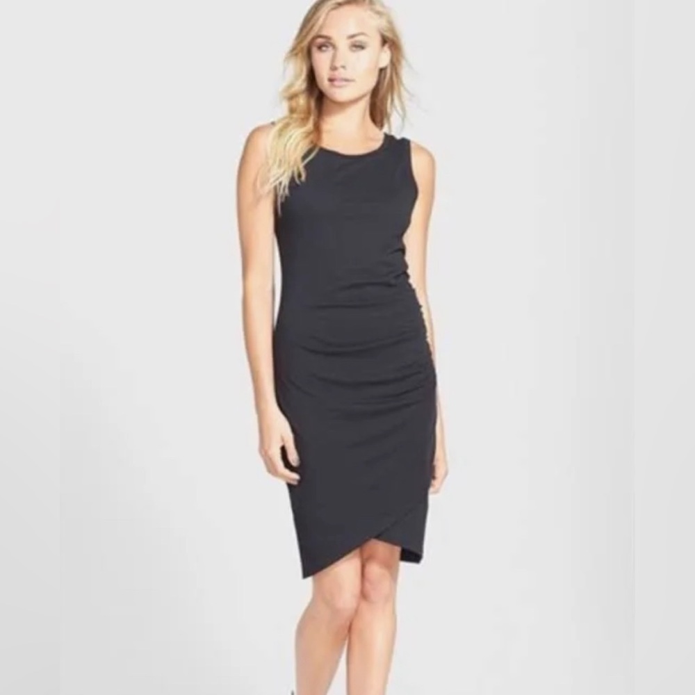 Leith Ruched Black Dress, size medium. EUC